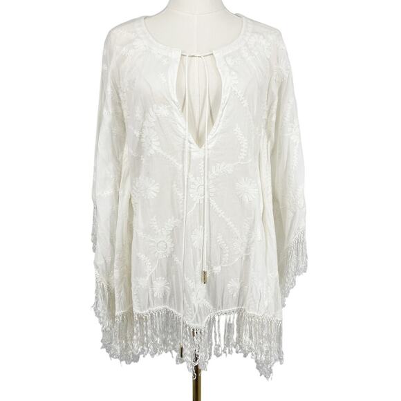 Melissa Odabash Lace Fringe Swim Coverup White Size Small - Picture 1 of 13